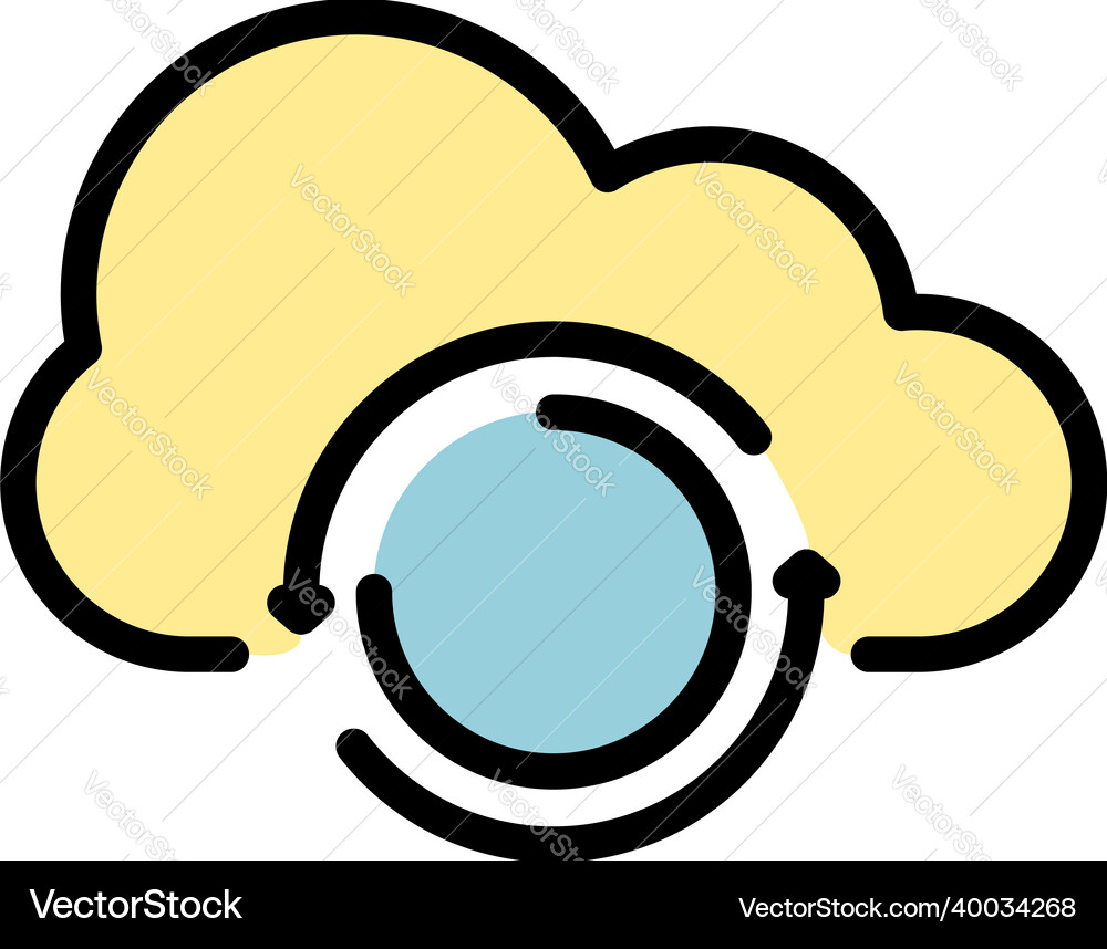 Cloud data remote access icon color outline Cloud data remote access icon color outline Vector Image