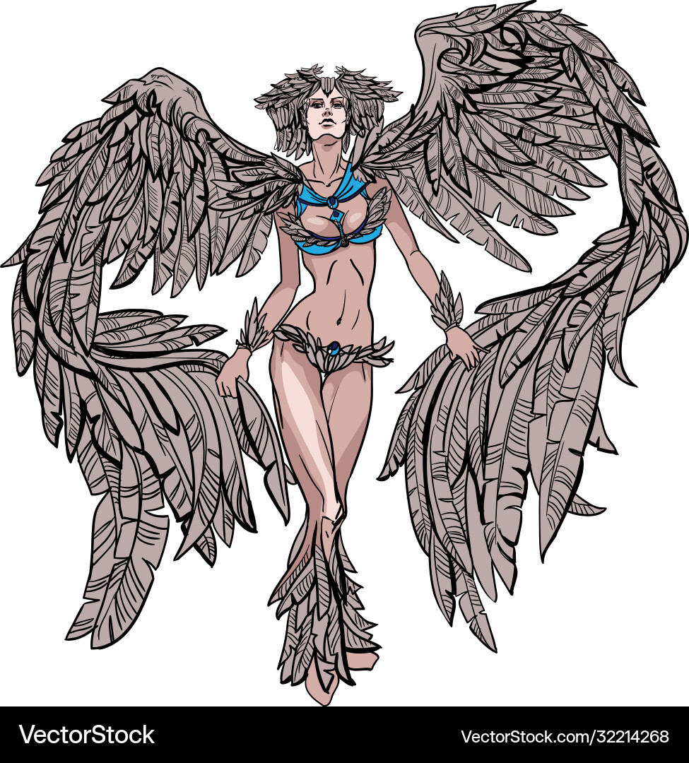 Elegant Winged Woman – Royalty-Free Vector | VectorStock, image size:975x1080