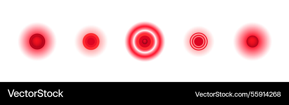 Five different red circular target patterns vector image