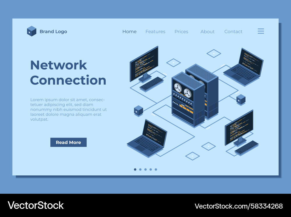 Isometric Server Network Connection Vector Image