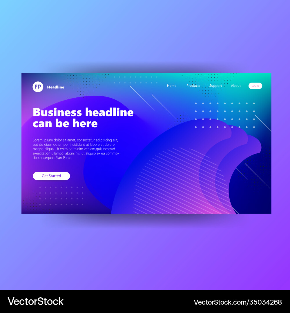 Landing page template with gradient modern webpage Landing page template with gradient modern webpage vector image