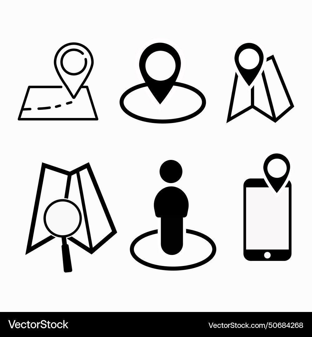Map icon set included Royalty Free Vector Image