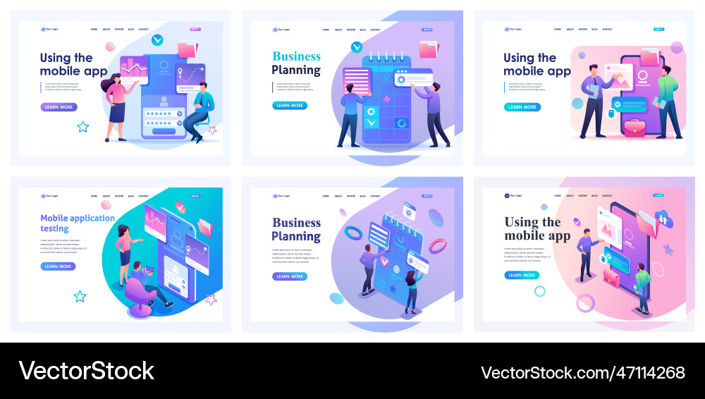 Mobile App Testing Landing Pages vector image