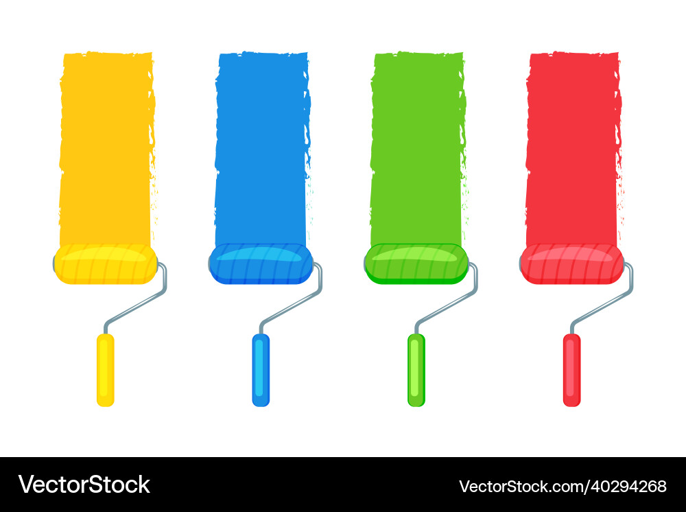 Paint rollers in different colors with marks Paint rollers in different colors with marks vector image