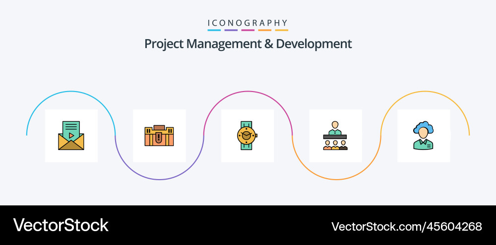Project management and development line filled Vector Image