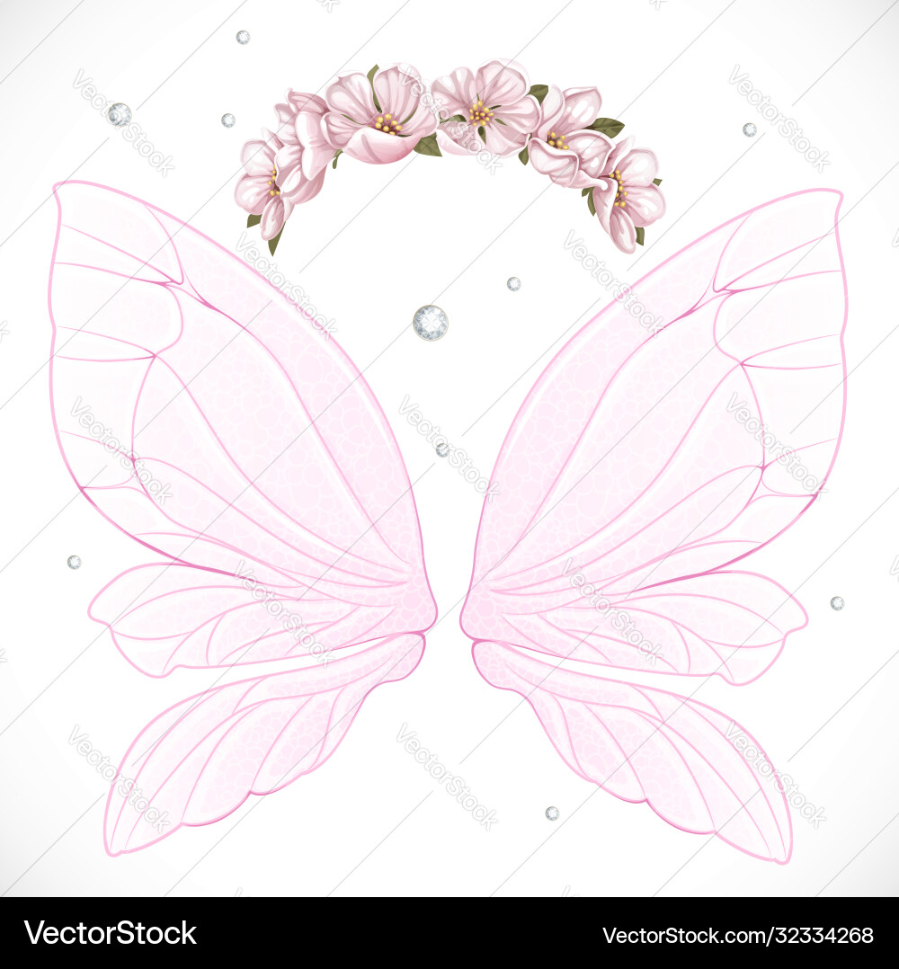 Rosa Feenflügel mit Kranzfeder Rosa Feenflügel mit Kranzfeder vektorbild