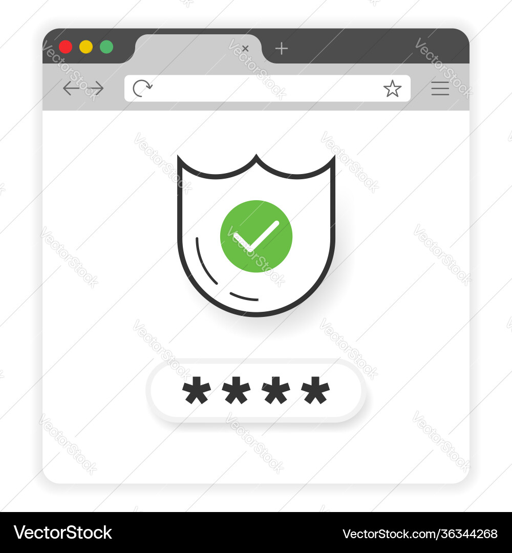 Secure password on window browser white Secure password on window browser white vector image