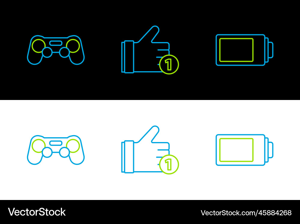 Set line battery charge level indicator gamepad Set line battery charge level indicator gamepad Vector Image