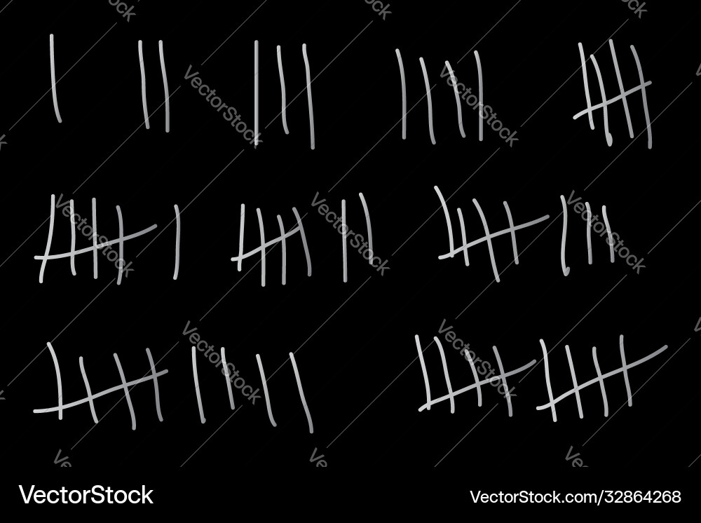 Tally Marks - Count 1 to 10 vector image