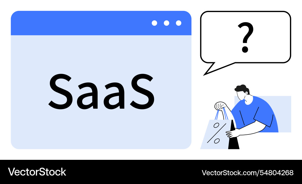 User asking question about saas platform Vector Image
