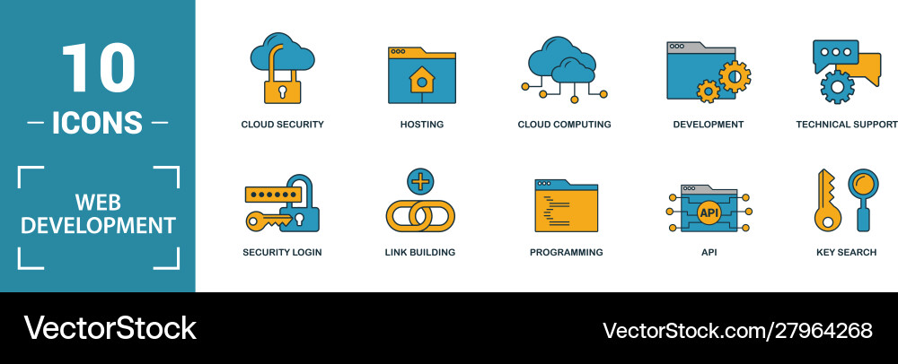 Web development icon set include creative Web development icon set include creative vector image