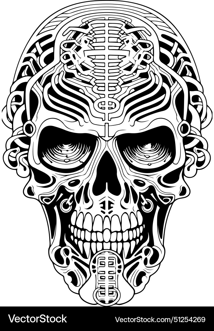 A skull with pattern on it ornamental Vector Image