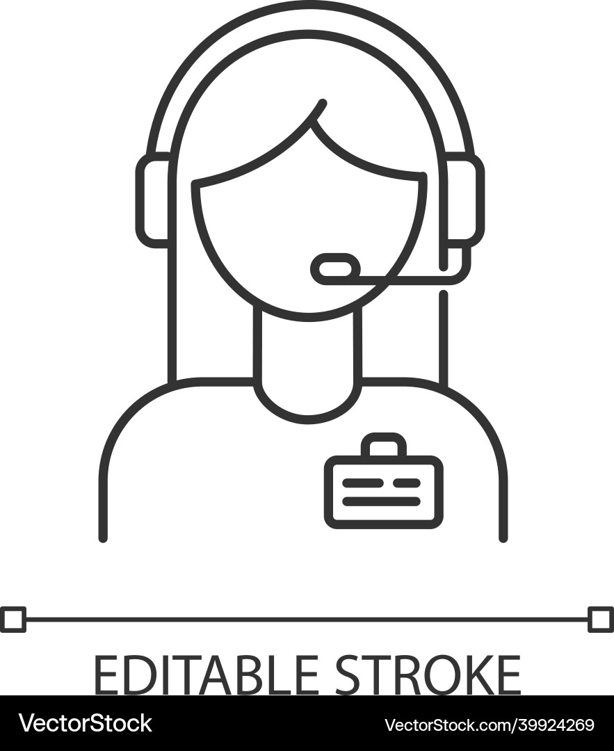 Admin support pixel perfect linear icon virtual Admin support pixel perfect linear icon virtual vector image
