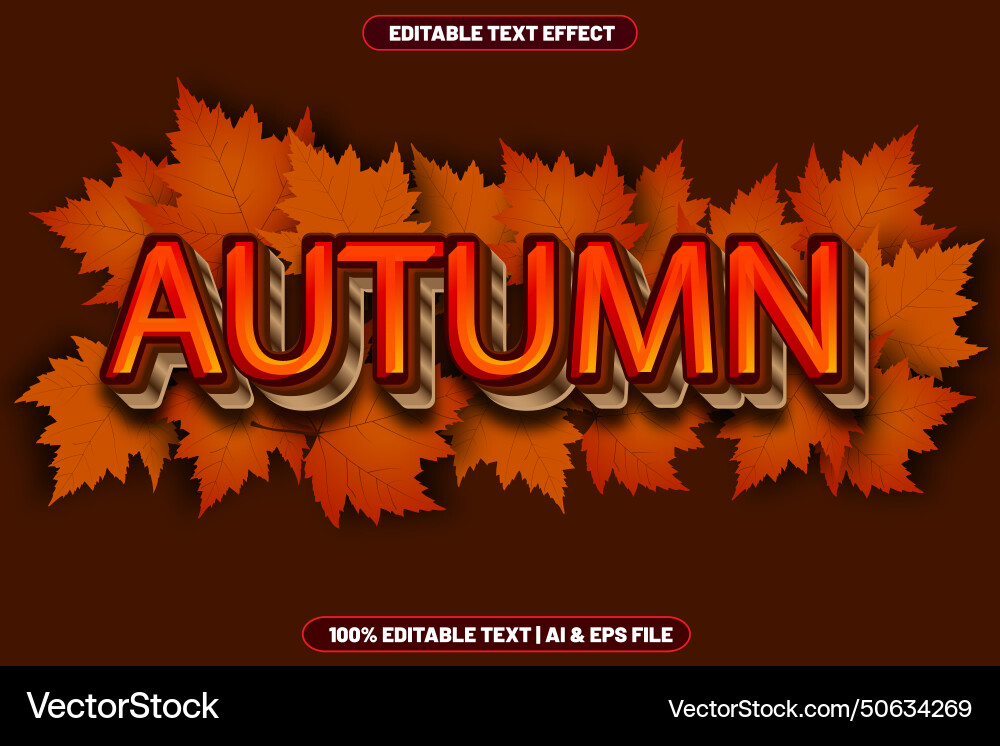 Autumn editable text effect modern style Vector Image