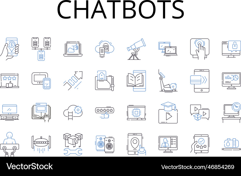 Chatbots line icons collection artificial Chatbots line icons collection artificial vector image