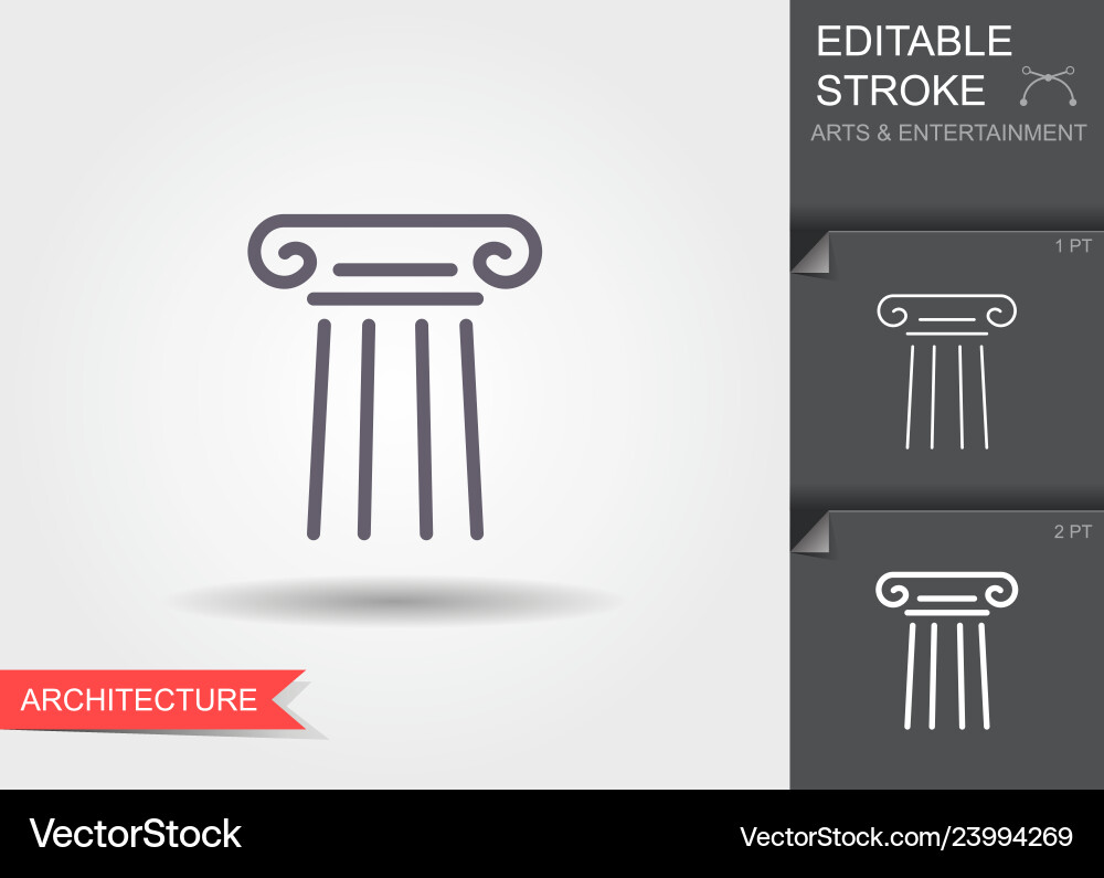 Classical column line icon with shadow Classical column line icon with shadow vector image
