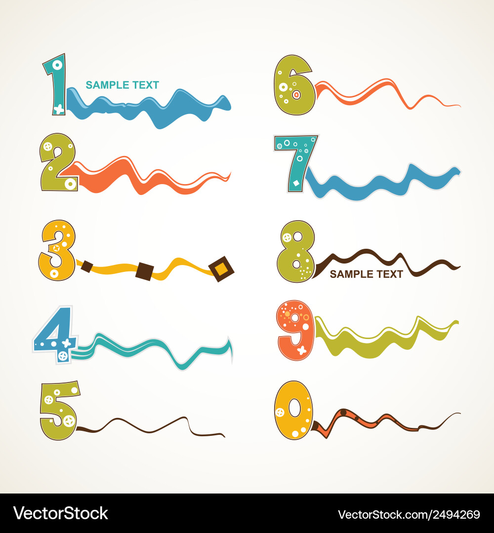 Colored numbers design Vector Image