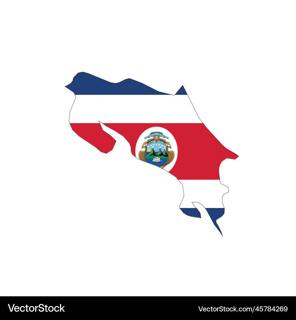 Costa rica national flag in a shape of country map Costa rica national flag in a shape of country map vector image