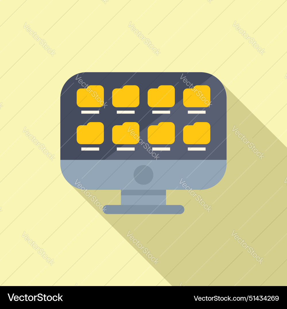 Flat design computer desktop icon Flat design computer desktop icon vector image