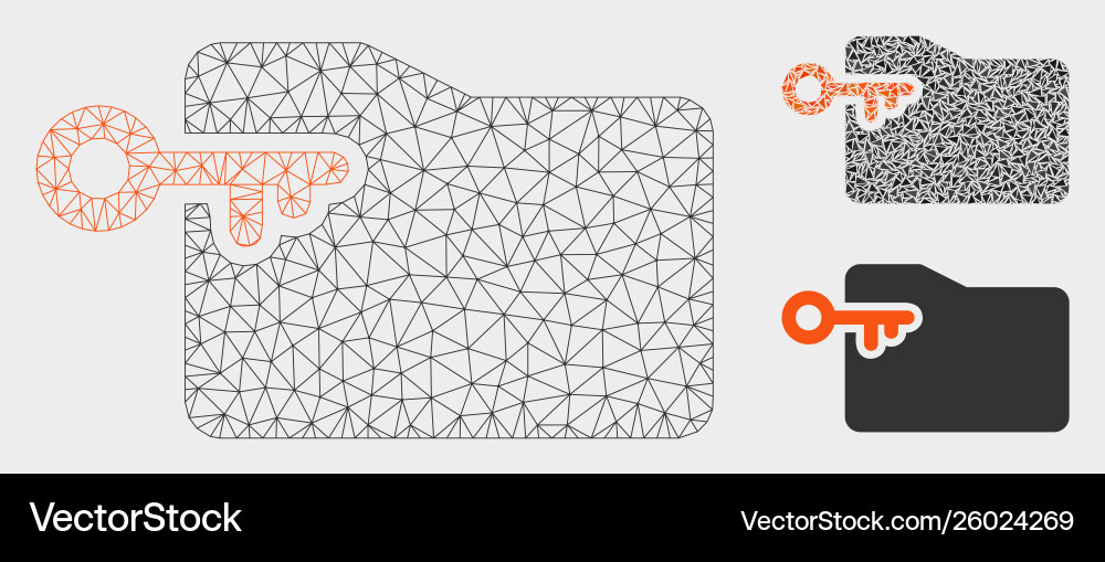 Folder access key mesh network model Folder access key mesh network model vector image