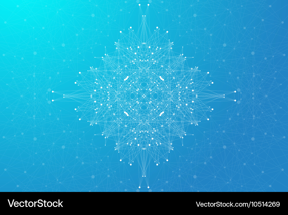Geometric abstract connected line with dots big vector image
