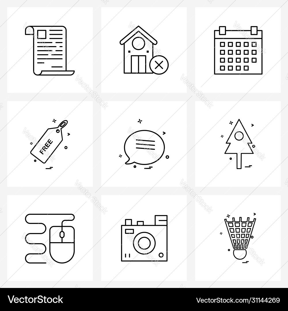 Isolated symbols set 9 simple line icons ui vector image