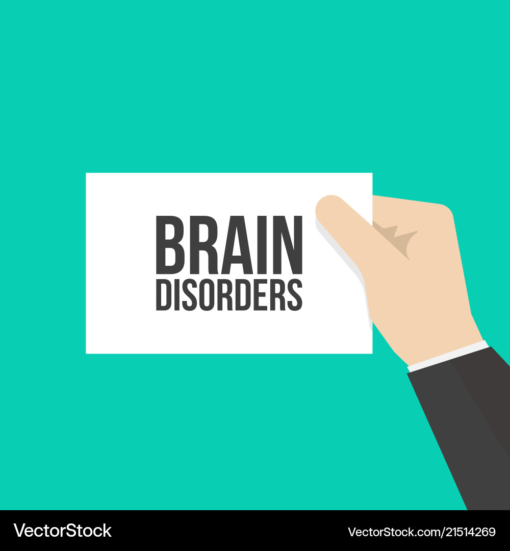 Man showing paper brain disorders text vector image
