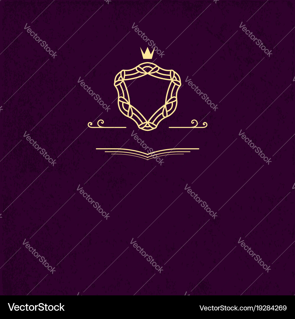 Monogram frame template in the form of shield vector image