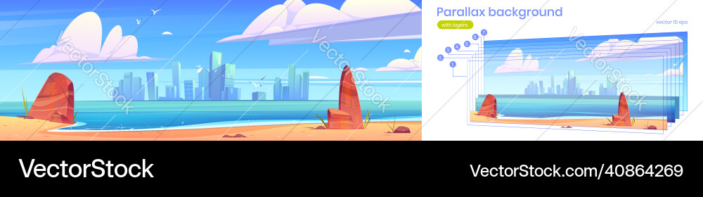 Parallax background city skyline architecture Parallax background city skyline architecture vector image