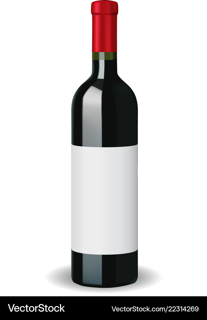 Red Wine Bottle with Empty Label Vector Image