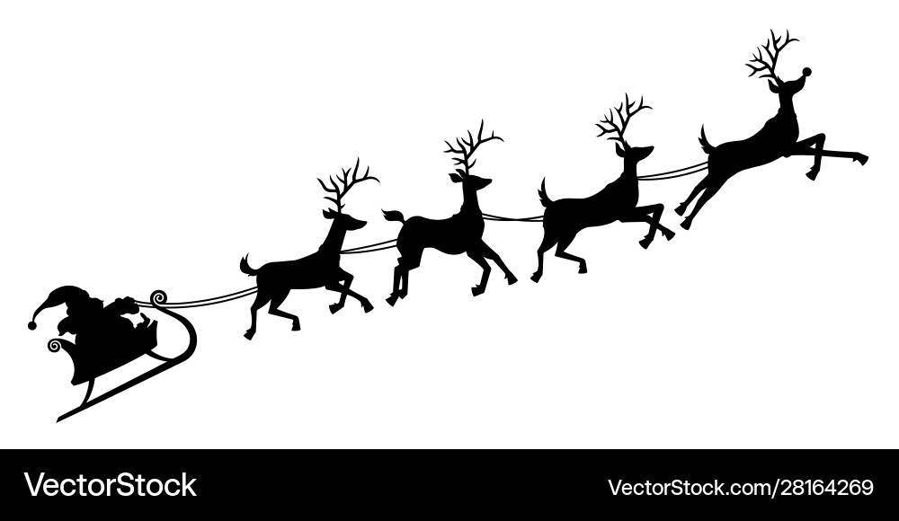 Santas sleigh silhouette Royalty Free Vector Image