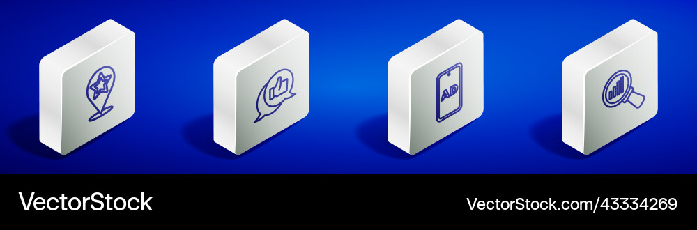 Set isometric line map pointer with star customer Set isometric line map pointer with star customer vector image