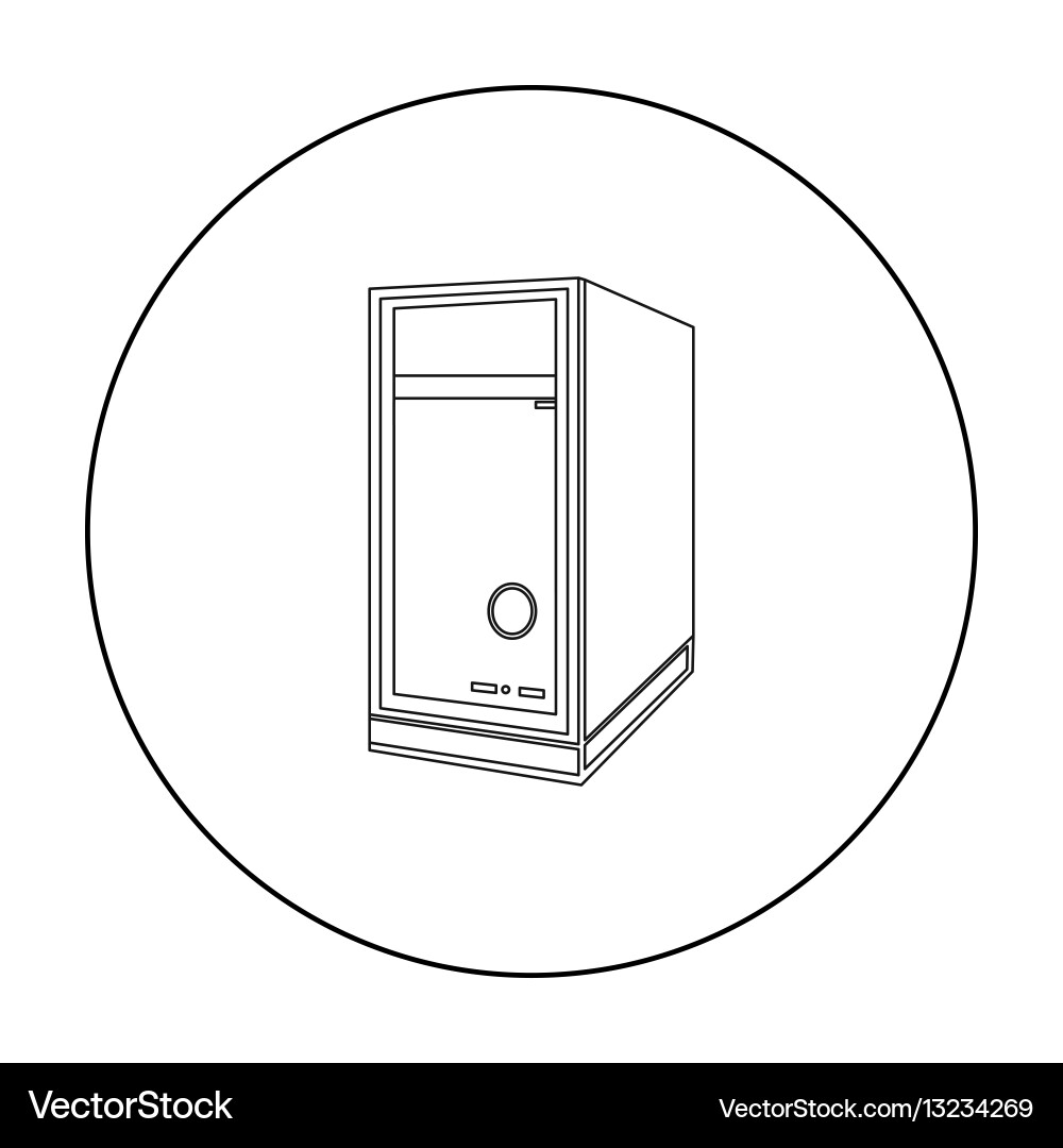 System unit icon in outline style isolated vector image
