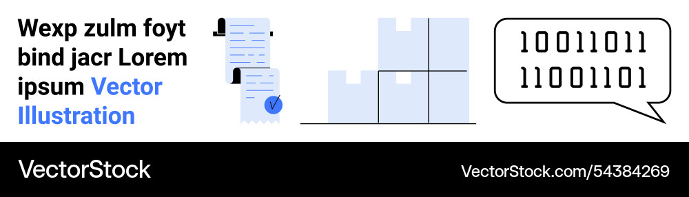 Text document organizational chart and binary Text document organizational chart and binary vector image
