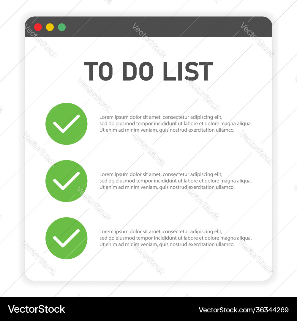 To do list on window browser white background To do list on window browser white background vector image