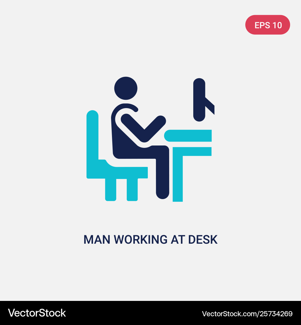 Two color man working at desk icon from behavior Two color man working at desk icon from behavior vector image