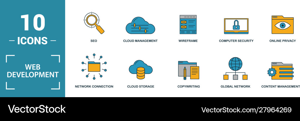 Web development icon set include creative Web development icon set include creative vector image