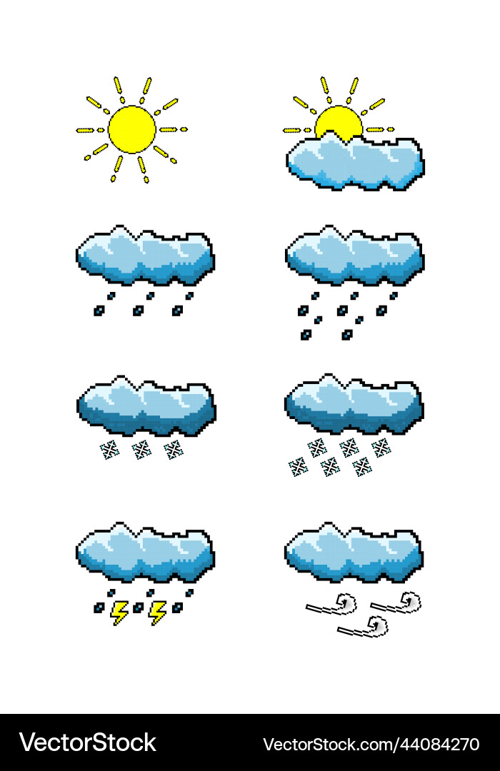 A set of pixel objects associated with weather A set of pixel objects associated with weather vector image
