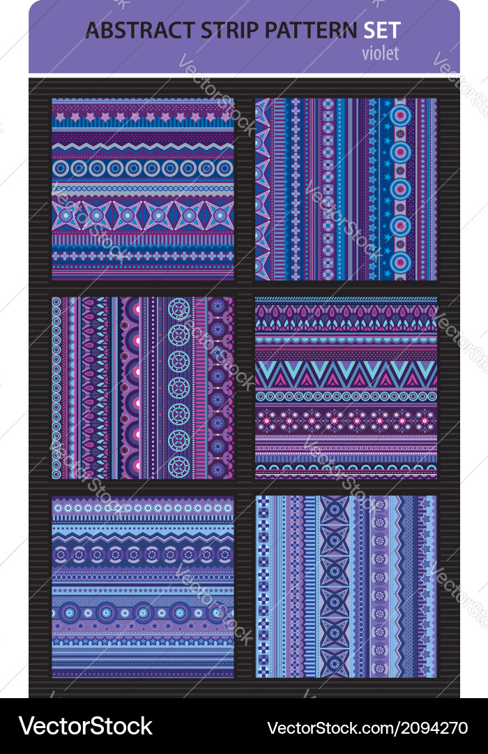 Abstract strip pattern set violet colors vector image