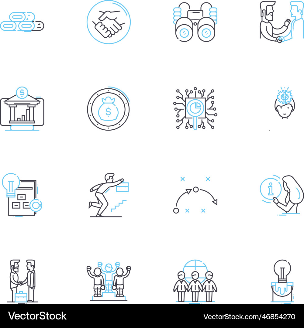 Analysis and graphs linear icons set metrics Analysis and graphs linear icons set metrics Vector Image