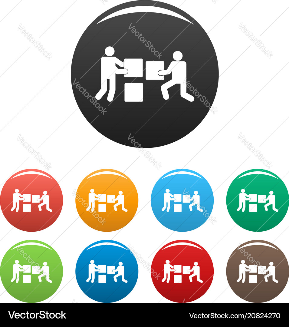 Building teamwork icons set color Building teamwork icons set color vector image