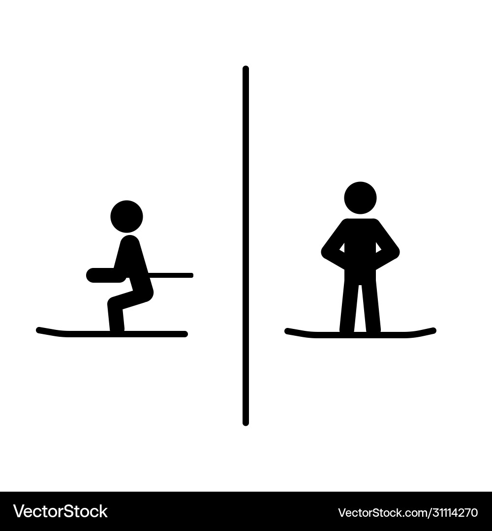 Difference man woman skiing snowboarding standing Difference man woman skiing snowboarding standing Vector Image