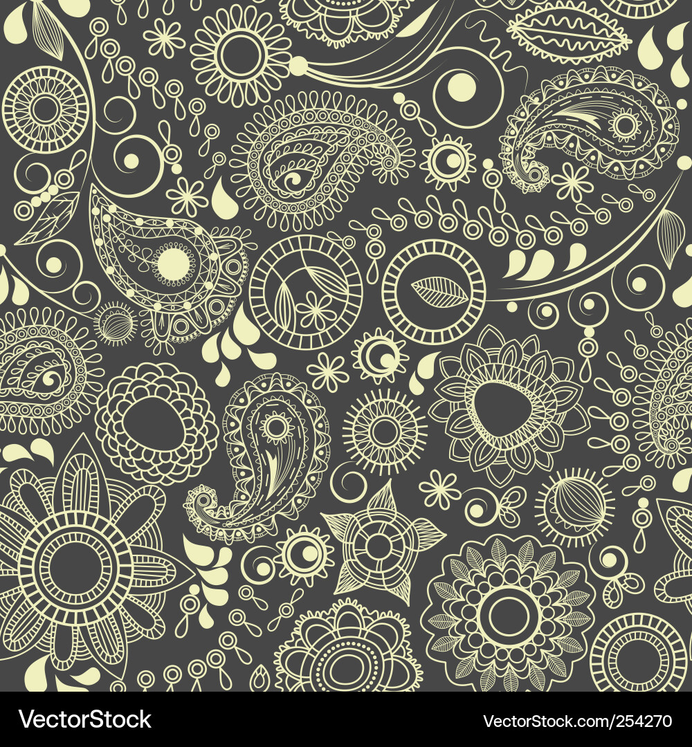 Floral Paisley Seamless Background vector image