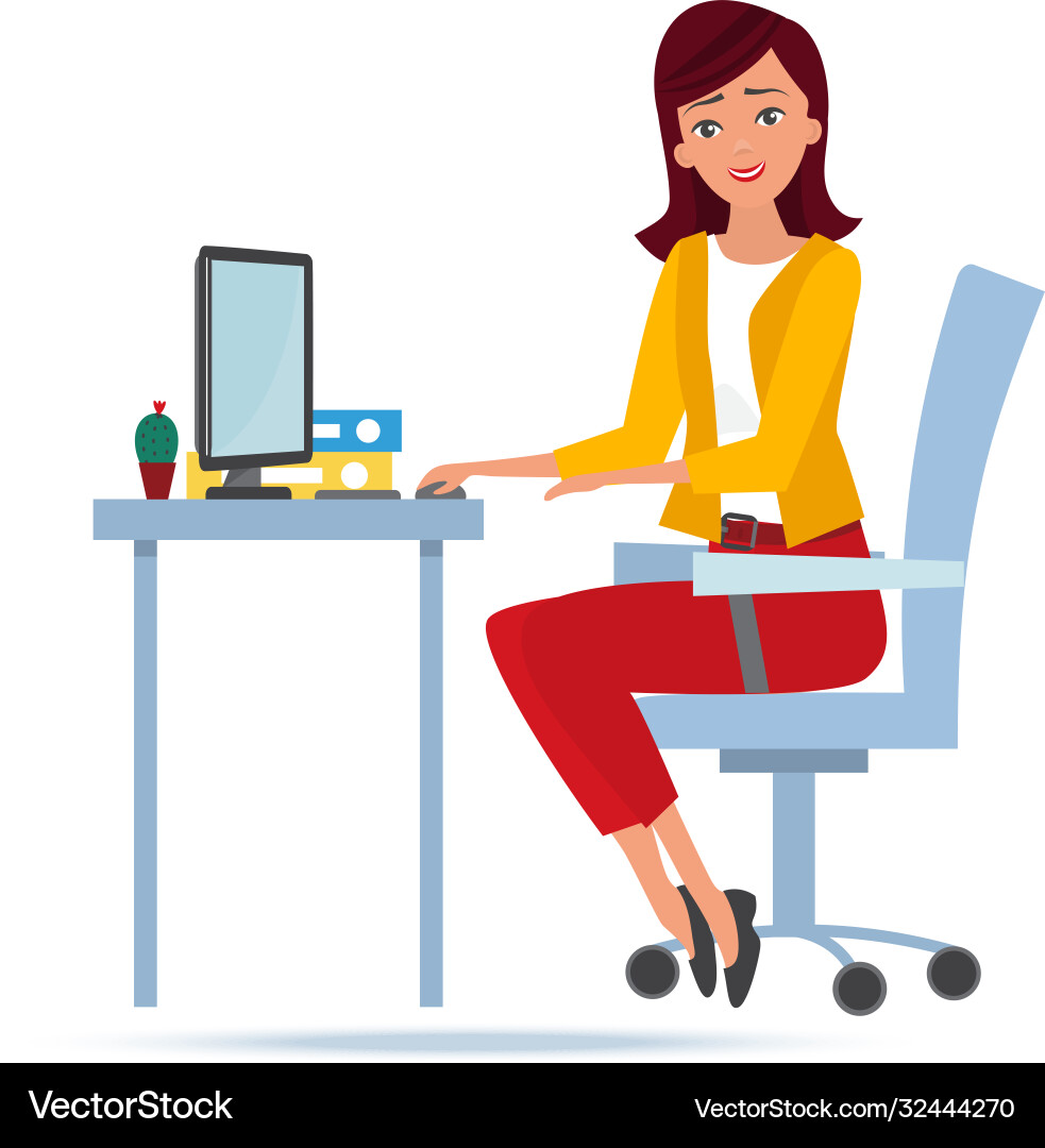 Junge schöne Frau arbeiten Cartoon Charakter Junge schöne Frau arbeiten Cartoon Charakter vektorbild