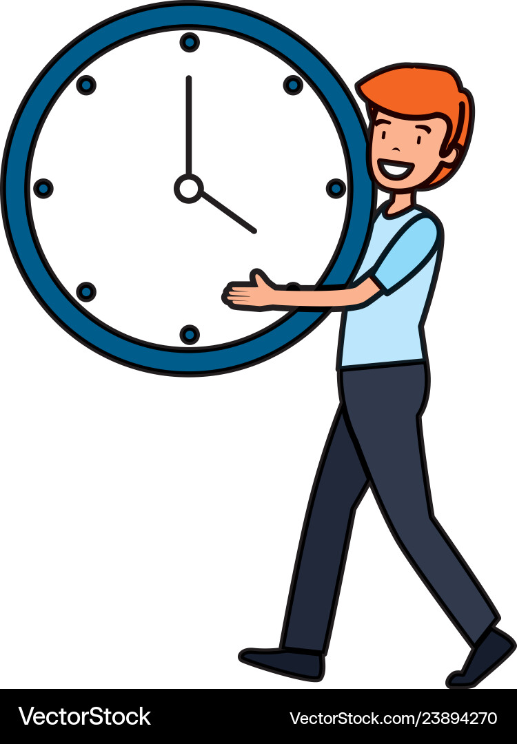 Man with time clock Man with time clock vector image