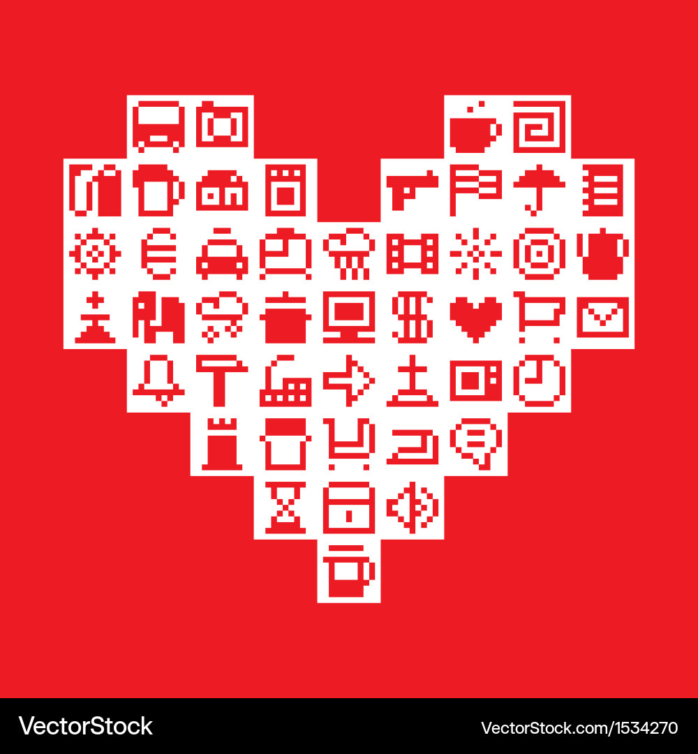 Pixel heart Royalty Free Vector Image - VectorStock
