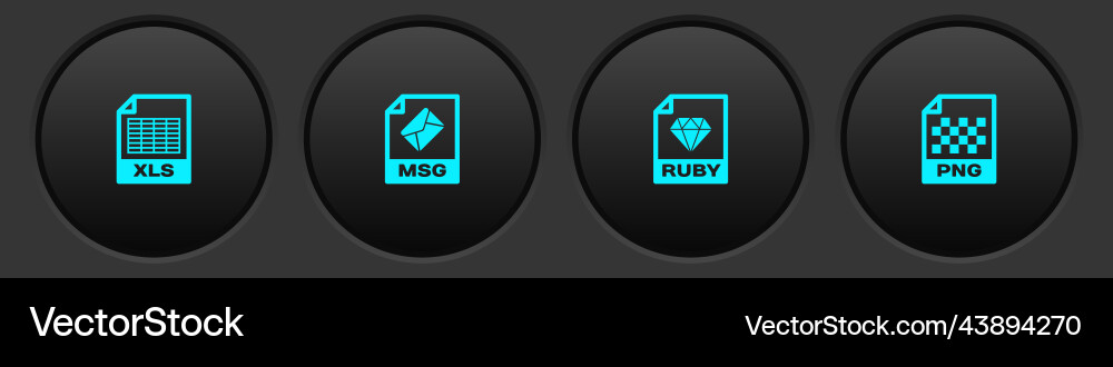 Set xls file document msg ruby and png icon Set xls file document msg ruby and png icon vector image