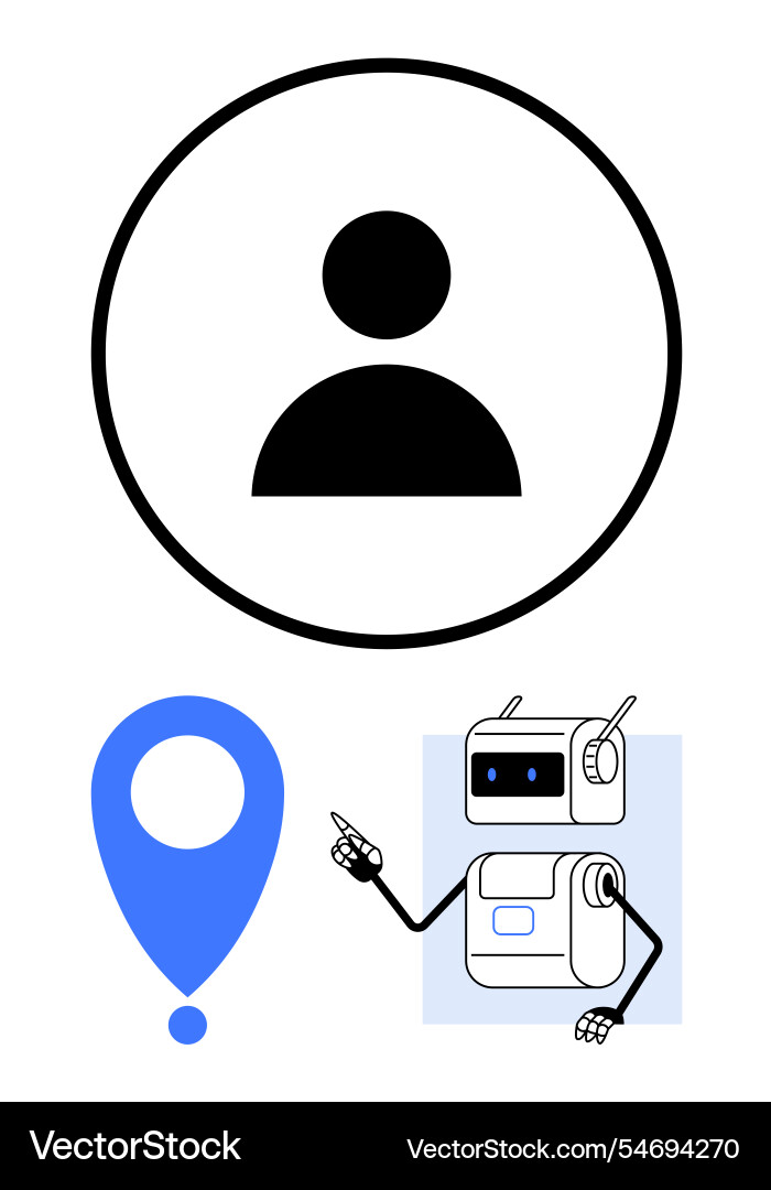 User profile location pin and robot assistant vector image
