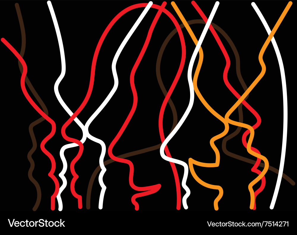 Abstract Faces - Line Pattern vector image