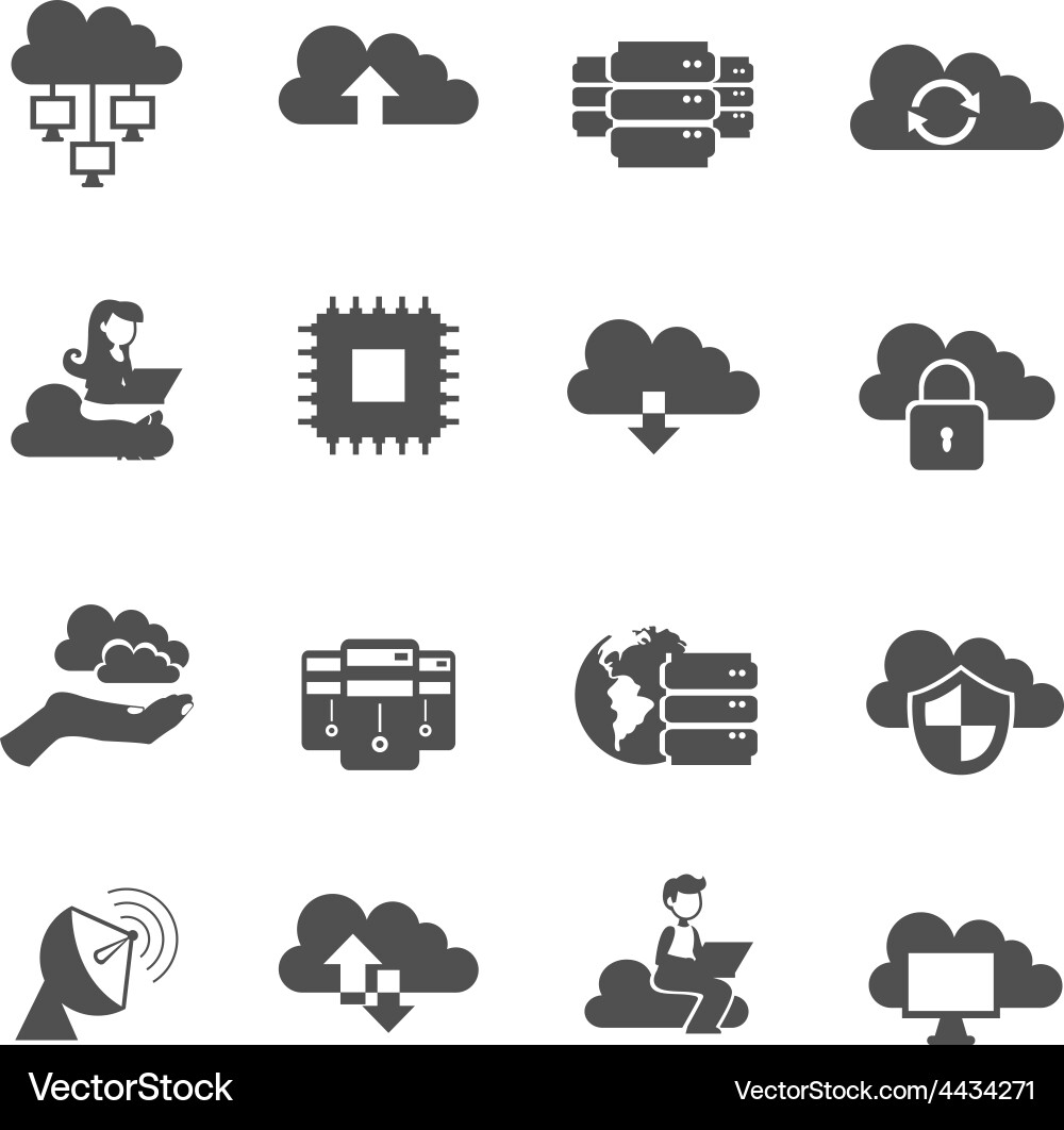 Cloud Computing Icons Set Vector Image